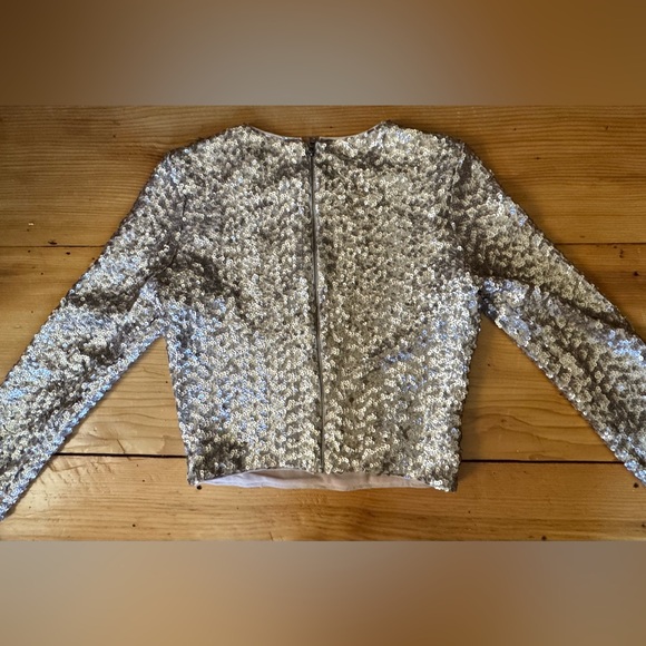 Alice & Olivia Sequin Longsleeve Top - Picture 4 of 7